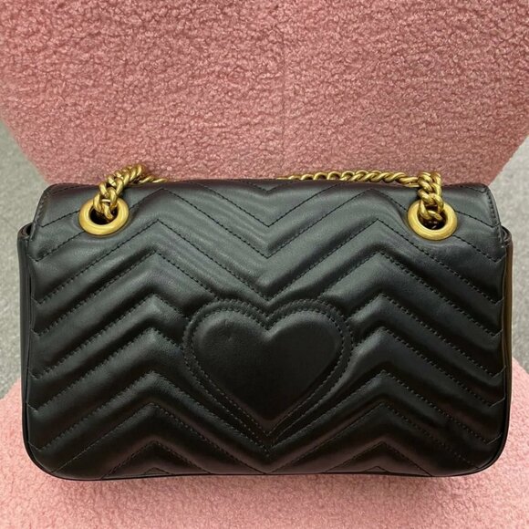 GG Marmont mini shoulder bag in black leather | GUCCI® US Gucci GG Marmont quilted black leather shoulder bag